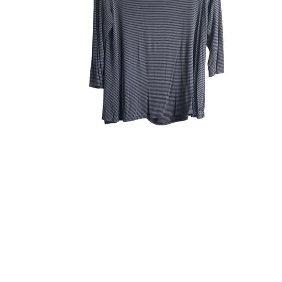 American Eagle Top Women S Gray Black Stripe Boat Neck 3/4‎ Sleeve Stretch Light - Picture 5 of 9